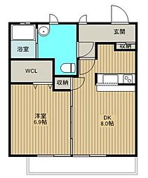 エルパティオ 1階1LDKの間取り