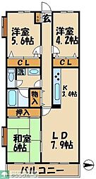 セントラルパレス15 7階3LDKの間取り