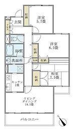 ベル富士見丘 3階3LDKの間取り