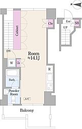 ＲＯＫＡ　ＴＥＲＲＡＺＺＡ 3階1Kの間取り