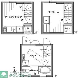 石双居 1階1DKの間取り