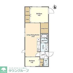 ウェルスクエア永福町 2階2SLDKの間取り