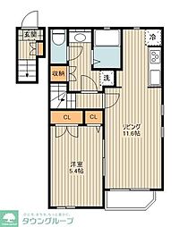 メイフェア祖師谷 2階1LDKの間取り