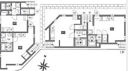 カラスヤマテラスEW 1階ワンルームの間取り