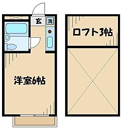 シャンブルドットつつじヶ丘 1階ワンルームの間取り