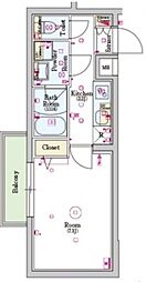 スカイコートグランデ成城 4階1Kの間取り