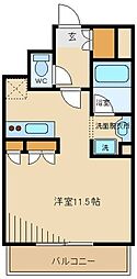 クリオコンフォート府中 2階ワンルームの間取り