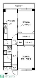 桜上水マンション 4階2DKの間取り