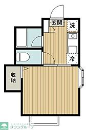 ウイング立花 1階1Kの間取り