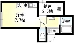 ライズ浜田山 1階ワンルームの間取り
