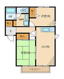 カサベルデN 2LDKの間取図画像