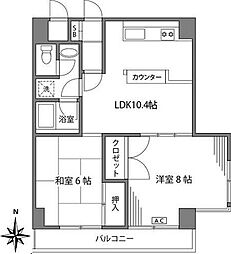 ハイムカミヨ 2LDKの間取図画像