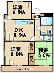 ファミールY.K 3DKの間取図画像