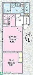 グランパセオ明大前3 1LDKの間取図画像
