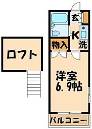 アーデル飛田給 1Kの間取図画像