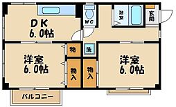 ドゥーフォンティーヌ 2DKの間取図画像
