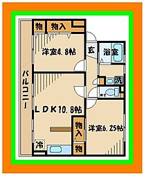 ヴィラージュ府中 2LDKの間取図画像