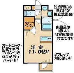 グラーレバイロイト ワンルームの間取図画像