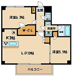 グラーレバイロイト 2LDKの間取図画像