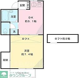 パストラル・ハイムB棟 1DKの間取図画像