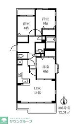 世田谷桜丘グレイスコート 3LDKの間取図画像