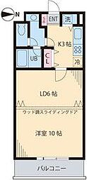 オクラファーム府中 1LDKの間取図画像