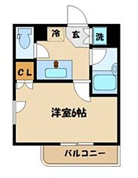 ルーブル喜多見 1Kの間取図画像
