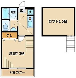 プランドールK2 1Kの間取図画像