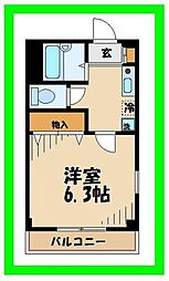シャトレー和泉多摩川 1Kの間取図画像