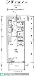 スカイコートグレース調布 1Kの間取図画像