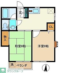 コーポノースランド 2DKの間取図画像
