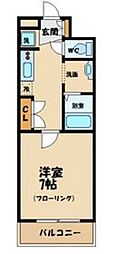 キングスコート 1Kの間取図画像