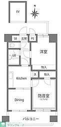 ライオンズプラザ三鷹サカイビル 2DKの間取図画像