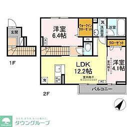 プラゼール 2LDKの間取図画像