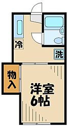 京王線 千歳烏山駅 徒歩7分の賃貸アパート 2階1Kの間取り
