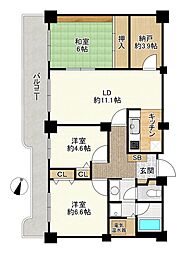 神戸パークシティA棟 11階3SLDKの間取り