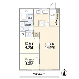 日興マンション 2LDKの間取図画像