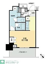 プラウドタワー平井 9階ワンルームの間取り