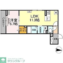アンソレイエII 206 2階1LDKの間取り