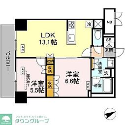 サンジョイアゼロ 3階2LDKの間取り
