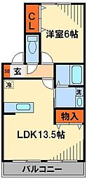 リトルステージI 1階1LDKの間取り