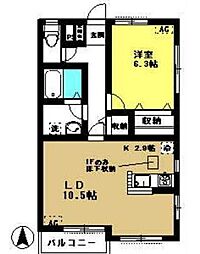 メゾン・フローラ 1階1LDKの間取り