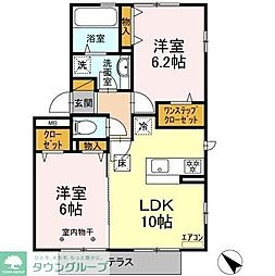 アリエスマンション 1階2LDKの間取り