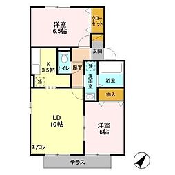 ヴィクトワール・コート 1階2LDKの間取り