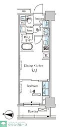 パークアクシス木場キャナル　ウエスト 2階1DKの間取り