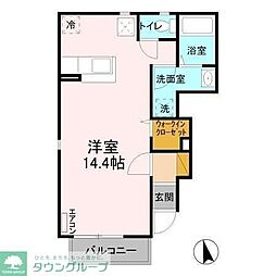 サンライズＶ 1階ワンルームの間取り