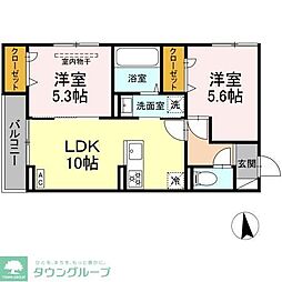 ベルメゾンVII 3階2LDKの間取り