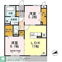 Ｇｌａｎｚ 3階2LDKの間取り