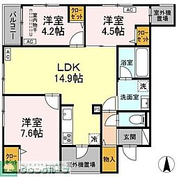 MOCRAFT中葛西 301 3階3LDKの間取り