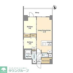 ドゥーエ南砂町 4階2LDKの間取り